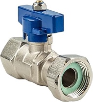 tecuro Ball valve with union nut Rp 3/4 inch x female thread Rp 3/4 inch (DN15), wing handle blue, t