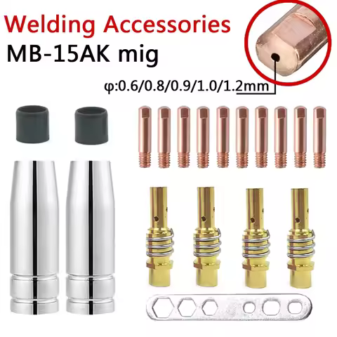 MB15 15AK MIG Welding Contact Tip 0.6mm 0.8mm 0.9mm 1.0mm 1.2mm Protective Nozzle Tools For Rilon Ri