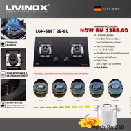 LIVINOX LGH-588T 2B-BL GAS HOB WITH TIMER (FLEXI)/DAPUR TANAM/DAPUR KACA/GRP0480