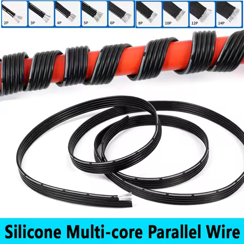 1~50m Silicone Multi-core Parallel Wire 30/28/26/24/22/20AWG 2P/3P/4P/5P/6P/8P/10P-14P High Temperat