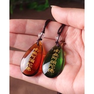 Amitabha Glass Necklace 3.6cm x 2cm Transparent Yellow Blue Green Brown VD3 Necklace Amulet Necklace