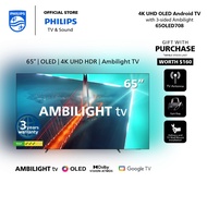 PHILIPS 4K OLED 65" Google TV | 65OLED708/98 | 3-sided Ambilight | P5 AI Perfect Engine | FOC Wall Mount Worth $180