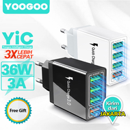 YOOGOO Fast Charging Charger QC 3.0 Charger 4 Port Fast Charging For hp Huawei Realme Oppo Vivo
