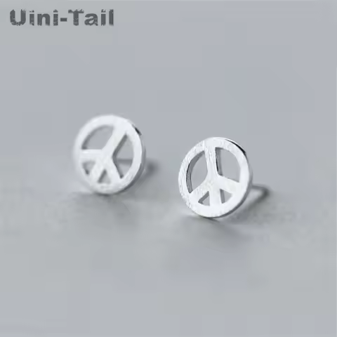 925 Tibetan silver Peace Symbol Ear Studs Anti-war Standard Trends for Men and Women Lovers Earrings