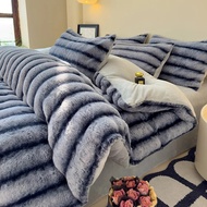 2024ใหม่เซตให้ความอบอุ่นขนกระต่ายเนื้อหนา1.5ม. 1.8ม. ผ้าปูที่นอนสี่ชิ้น U.B