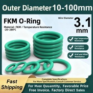 [XM] FKM Sealing Ring / CS3.1mm*OD10-100mm Green O-Ring / Green Fluorine Rubber Ring / FKM O Ring Se