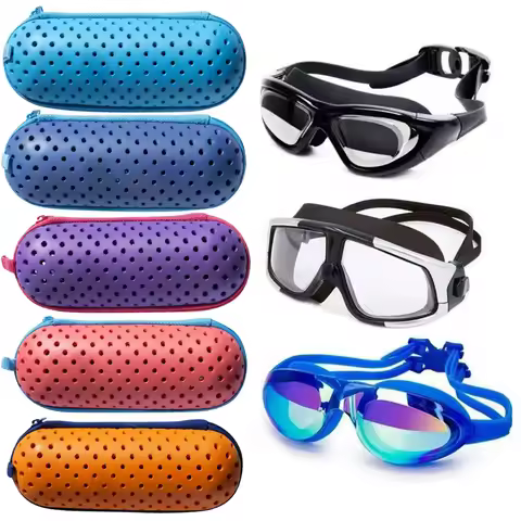Swim Goggle Case Swimming Goggles Protection Box with Clip & Drain Holes Goggles Protective Case Lig