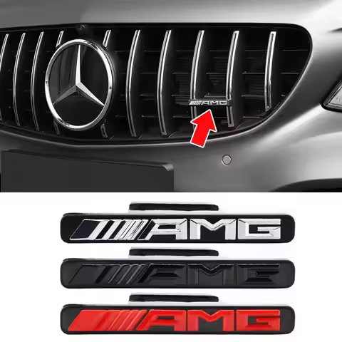 3 color 3D ABS Car Front Grille AMG Badge Emblem For Mercedes Benz AMG GT W203 W206 W220 W205 W211 W