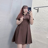 Đầm váy polo bigsize nữ dáng xuông xòe có khóe kéo cách điệu chât vải thun gân dành cho nàng chuppy