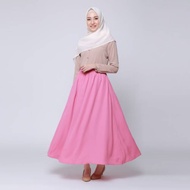 Pink wollycrep long skirt for Muslim women, syar'i
