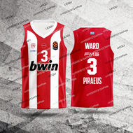 25/26 New Arrivals Greece Mens Basketball Jersey Vest Olympiacos Athens Basketball Game Jersey Kids 