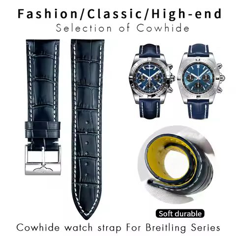 21mm 22mm Genuine Leather Watchband Fit for Breitling Avenger Navitimer Chronomat Superocean Heritag