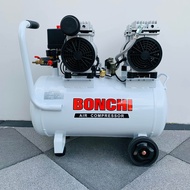 Bonchi ถังลม ปั๊มลม ปั๊มลมออยฟรี ขนาด 50ลิตร 1100W 2หัวปล่อยลม 2มอเตอร์+ อุปกรณ์ 6 ชิ้น และ ปลั๊กไฟพร้อมสายยาว 10 เมตร เสียงเงียบ ปั๊มลมไว