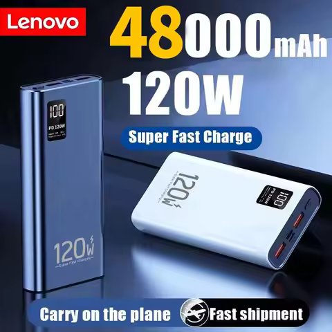 Lenovo 100000mAh High Capacity Power Bank 120W PD 22.5W Super Fast Charging Portable Battery Charger