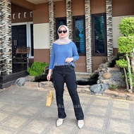 Zora Celana Jeans Cargo Highwaist cutbray Trendy Terbaru Populer Keren