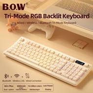 BOW K820BU/K820BDL Wired Tri-mode Keyboard RGB Backlit Colorful Light Office Gaming For Laptop Table
