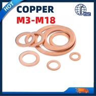 Copper Flatwasher / Solid Copper Plain Washer / Flat Washer / Crush Washer M3/M4/M5/M6-M18 【PH-MB-1】