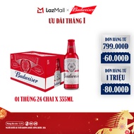 Thùng 24 Chai Aluminum Bia Budweiser Chính Hãng (355ml/ chai)