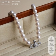 Dây chuyền vòng cổ ngọc trai trắng họa tiết sao Thổ đính đá của West Lady thời trang xu hướng - Cact