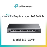 TP‑Link Omada ES210GMP 10‑Port Gigabit Switch 8×PoE+ 123W Budget 2×SFP 250 m Extend Fanless Cloud Ma