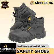 SAFETY SHOES / SAFETY BOOTS MID CUT STEEL TOE CAP BLACK WORK SHOES 524 / 018