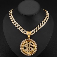 Hip Hop Dollar Pendant Personality Alloy Cuba necklace can rotate dollar necklace