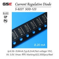 【CRD】5pcs/Pack S-822T IP:8.20mA(6.56~9.84mA) VK:5.0V PACKAGE: SOD-123 MARK:822  In Stock