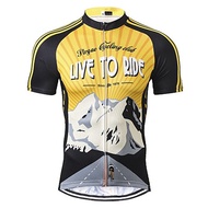 21Grams Men s Short Sleeve Cycling Jersey Black / Yellow Retro Bike Jersey Top Breathable Moisture W