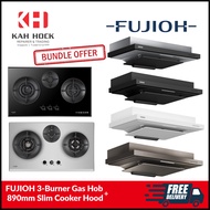 [FUJIOH BUNDLE] 3-BURNER GAS HOB  WITH 890MM SLIM COOKER HOOD (FH-GS7030 + FR-FS2290)