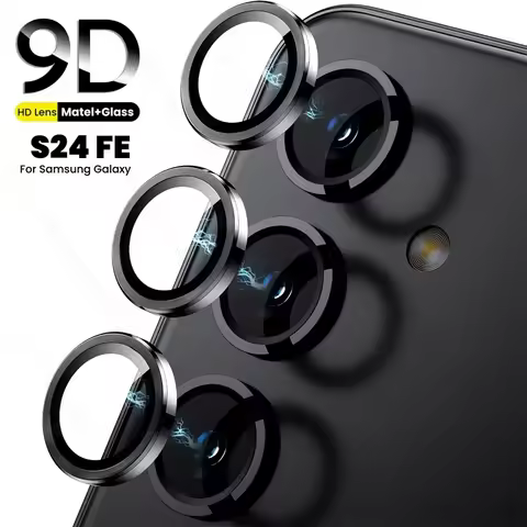 Metal Ring+9D Tempered Glass Camera Lens Protector Cap For Samsung Galaxy S24 FE 5G Sumsung Samung S