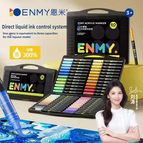 ENMY 1/24/80 Colors Direct Liquid Acrylic Markers Soft Tip Non-Transparent Blendable Art Markers Sch