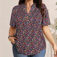 Plus Size Casual Vacation Ditsy Floral Petal Sleeve Blouse Women Summer Clothing Woman Elegant Cloth