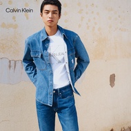 Calvin Klein Jeans【情侣系列】夏季男女同款ck多色印花打底短袖T恤J314764 YAF-月光白 XL  （推荐160-175斤）