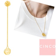 CINCO Portugal Boutique Emma necklace 925 Sterling Silver Inlaid With 24K Gold Ray Coin Slippery Adj