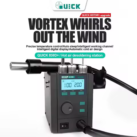 QUICK 859D+ Upgrade Smart Hot Air Desoldering Station Twin-turbo Hot Air Temperature and Air Volume