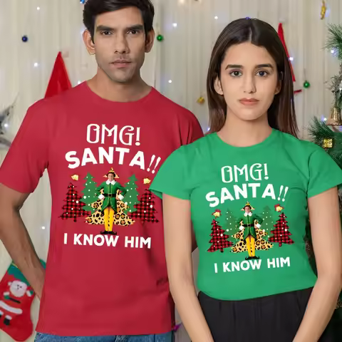 Funny Mens and Womens Buddy The Elf I Know Him Christmas T-Shirt Merry Christmas Tee Classical Men W