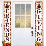 Hiasan Parti Friendsgiving - Sepanduk Pintu Kesyukuran, 71x12 inci (Putih)