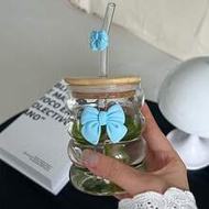 500ml(16.91oz) Butterfly Princess Series Glass Straw Cup - Ideal Gift For Holidays And Birthdays, Fo