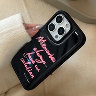 case for iphone xr 11 12 13 14 15 16 pro max plus air back cover black pink English letter pattern t