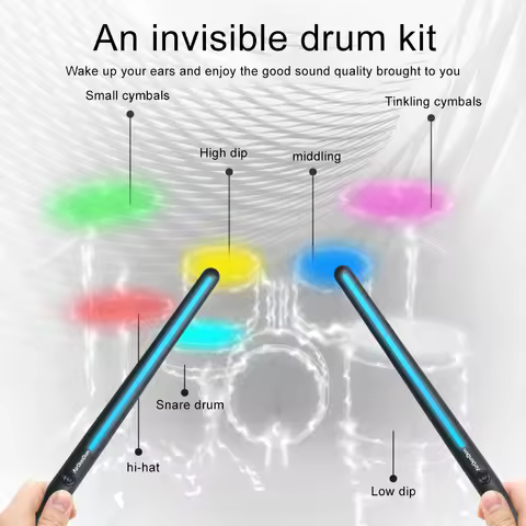 Portable Air Drum Set Air Electronic Drum Sticks Bluetooth-Compatible Virtual Drum Sticks Electronic