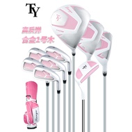 Set kelab golf TY untuk wanita pemula, set lengkap 9 kelab, peralatan profesional berwarna merah jam