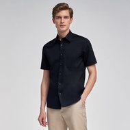 G2000 - 男士 棉質尖領斜織單口袋襯衫短袖恤衫（黑色）