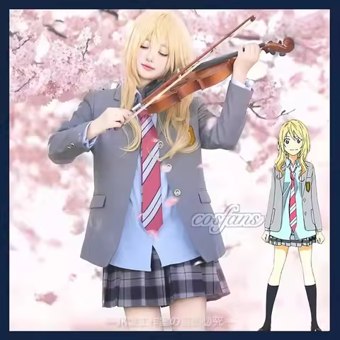 Miyazono Kaori Cosplay Costumes Your Lie in April Arima Kousei Synthetic Pants Coat Jacket Skirt Sch