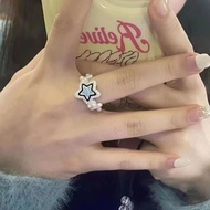 FANTAI Star Pearl Smiley Face Ring Male Female Couple Index Finger Irregular Opening Blue Lucky Star