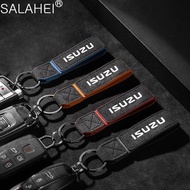 New Suede Car Keychain Key Ring Anti-lost Keyring For Isuzu Dmax Mux Trooper ELF NQR 75 Forward Rode