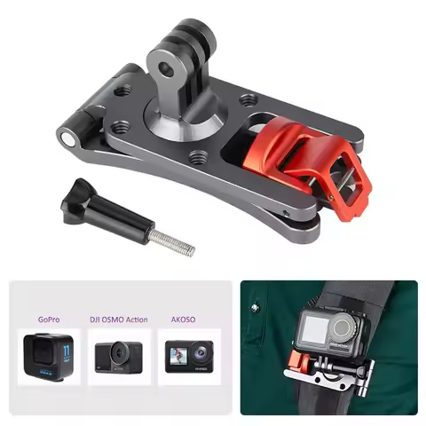 Aluminium backpack strap mount clip suitable for GoPro Hero DJI OSMO Action 3, suitable for padded b