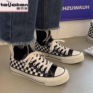 ❃  Figure dragon 1970 s thick bottom high help female canvas shoes 2023 summer new joker heighten the checkerboard white shoe