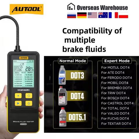 AUTOOL Mini Automotive Brake Oil Tester Compatible for DOT3/DOT4/DOT5.1/ENV4/ENV6 ATE/TRW/BOSCH/MOBI