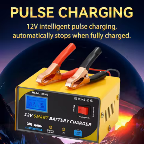 Car Battery Charger Smart Battery Charger for 12V7A 3AH-100AH Battery Digital Display Power/Voltage/