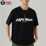 [100% Original] AAPE Men T shirt Fashionable Letter Printed Cotton Round Neck Unisex Short Sleeve Ba